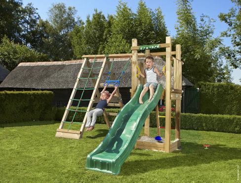 Jungle Tower | Spielturm aus Holz mit Schaukel & Kletternetz