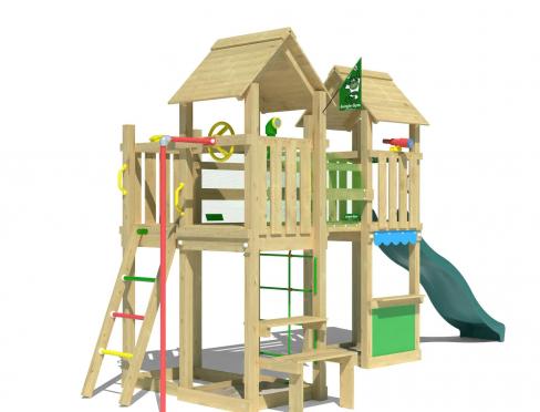 Jungle Spark | Spielturm aus Holz mit Rutsche & Marktstand