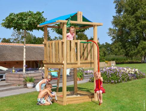 Jungle Hut | Spielturm aus Holz mit Feuerwehrstange