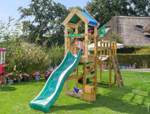Jungle Patio | Spielturm aus Holz mit Rutsche & Wackelbrücke