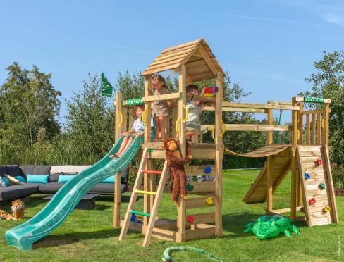 Jungle Safari | Spielturm aus Holz mit Rutsche & Wackelbrücke