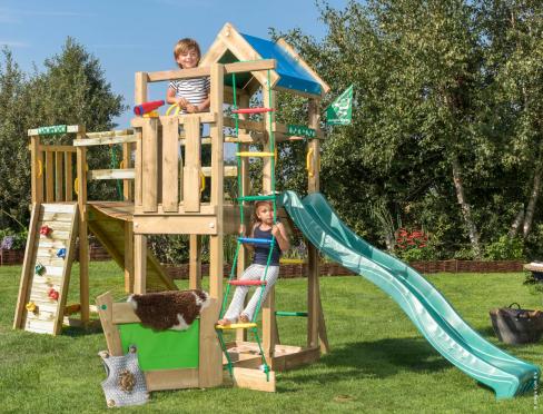 Jungle Viking | Spielturm aus Holz mit Rutsche & Wackelbrücke