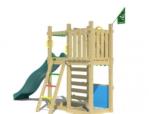 Jungle Nest | Spielturm aus Holz mit Rutsche & Marktstand