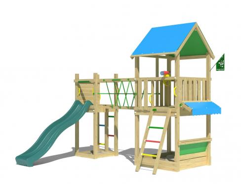 Jungle Coupe | Spielturm aus Holz mit Rutsche & Marktstand